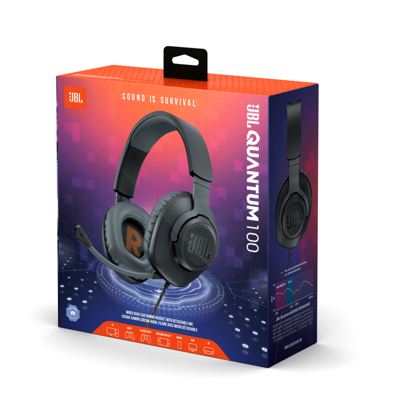 JBL Quantum 100 - Black - Wired over-ear gaming headset with flip-up mic - Detailshot 15 image number null
